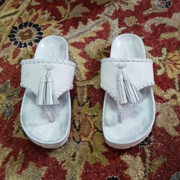 J slides silver metal nigel slippers - Picture 1 of 5